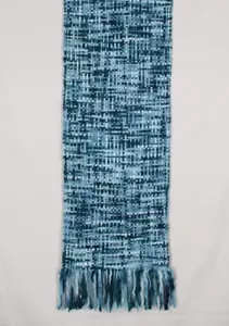 MADISON NY 88 Anthropologie RETTANGOLO Teal TWEED frange bordo SCIARPA/COLLO AVVOLGENTE - Foto 1 di 4