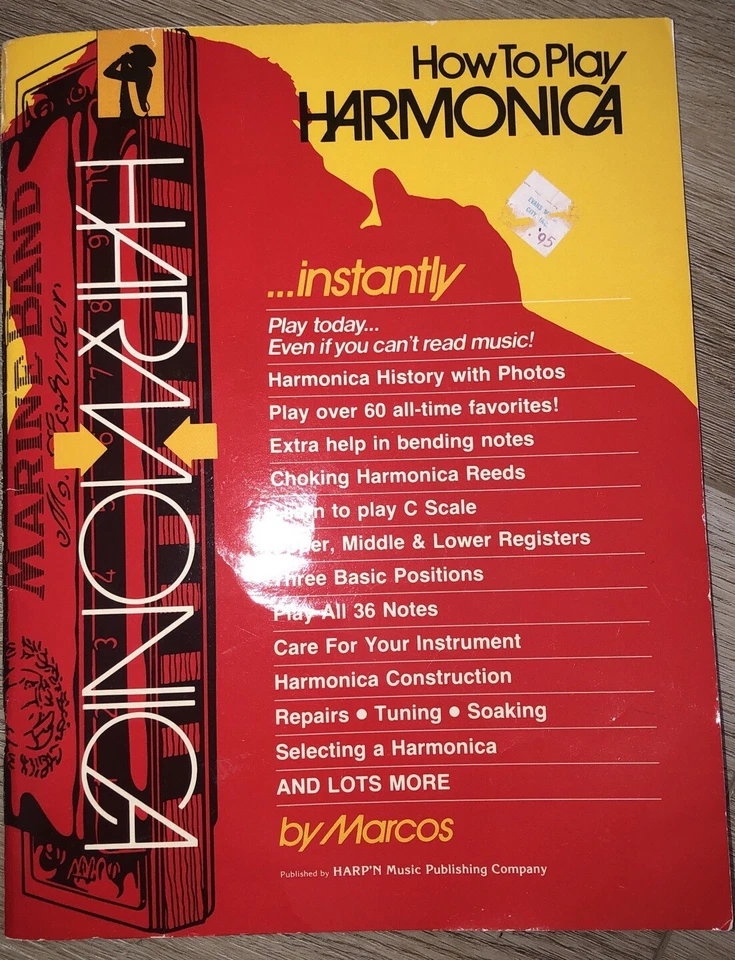 Vintage 1985, "How To Play The Harmonica..Instantly" By Marcos, HARP'N Music  - Image 1 of 1