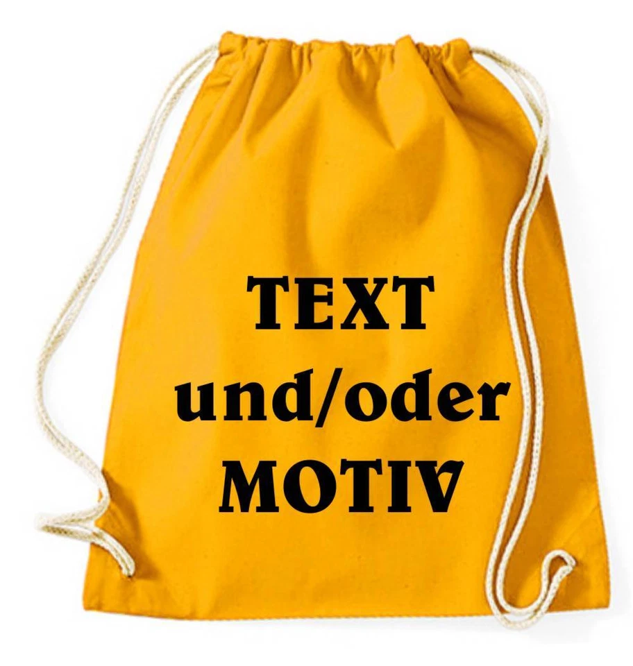 Gymsack aus Baumwolle personalisiert mit Wunschtext - Bild 1 von 4