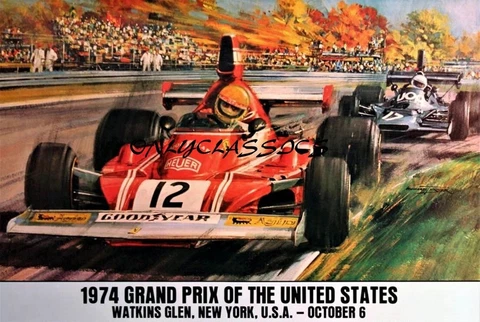 1974 GRAND PRIX OF THE UNITED STATES WATKINS GLEN 11X17 POSTER COOL ART GRAPHICS Cover