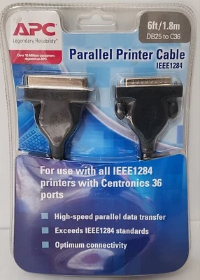 APC Parallel Printer Cable 6 Feet/1.8m IEEE1284 Centronics 36 High Speed - Image 1 of 4