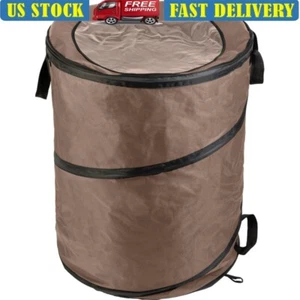 Collapsible Pop Up Trash Can Portable Outdoor Garbage Bin Camping Cleanup Beige - Picture 1 of 9