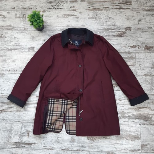 Trench Burberry London vinous poliestere con fodera a scacchi taglia L