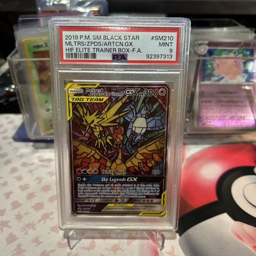 PSA 9 MINT Moltres & Zapdos & Articuno GX SM210 Hidden Fates ETB Promo