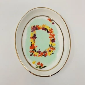 ANTHROPOLOGIE KIANA MOSLEY MONOGRAMM SCHMUCKSCHALE INITIALE "D" BLUMEN MONOGRAMM - Bild 1 von 10