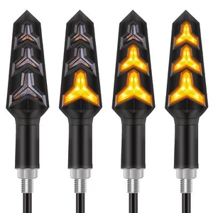Kinstecks 4PCS Motorcycle Indicators Flowing Turn Signal Lights Motorbike - Picture 1 of 7