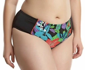 Elomi Swim Cubana Black Mid Rise Brief Swimwear US Szs 12 14 16 18 ES7094 NWT - Picture 1 of 3