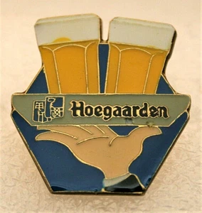 Rare Vintage 1970s Hoegaarden Brewing Beer Brass & Enamel Lapel Pin New NOS - Bild 1 von 4