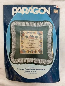 Paragon Bless Our Home pillow 14 count cross stitch kit 2563 Ruffle Embroidery - Picture 1 of 4