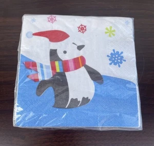 Vintage Napkins ~Penguin~Christmas Hat Snowflakes Target2006 Sealed 9 3/4x9 3/4” - Picture 1 of 3