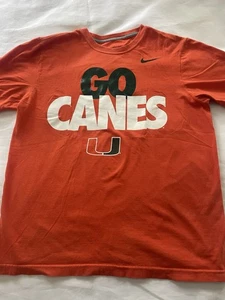 Nike Miami Hurricanes Short Sleeve Orange Green Tshirt go canes Large Men’s - Picture 1 of 5