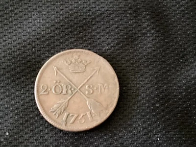 1751 Sweeden 2 Ore Copper Coin. Fine Condition. - Image 1 of 2
