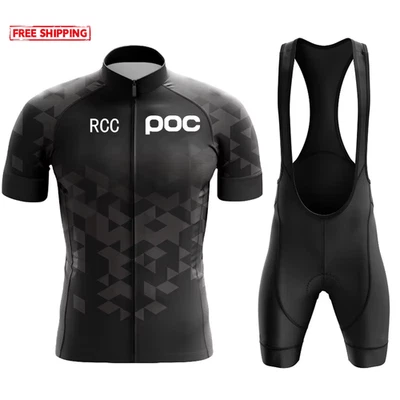 Men Cycling Jersey Bib Short Sleeve Set Kit Bike Costume T-shirt Padded Gel AU - image 1 of 4