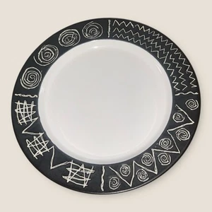 Plato para servir scraffito Habitat Japón 12,25” negro mate de colección años 80 en muy buena condición - Imagen 1 de 7