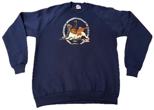 Felpa vintage JERZEES cane caccia cavalli anni 90 stampa grafica XL - made in USA - Foto 1 di 13