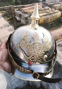 Casque allemand Pickelhaube Casque impérial prussien Casque en cuir à... - Foto 1 di 9