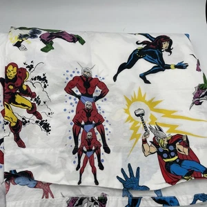Lenzuolo piatto Pottery Barn bambini Marvel Comic Avengers taglia doppia cotone supereroi - Foto 1 di 2