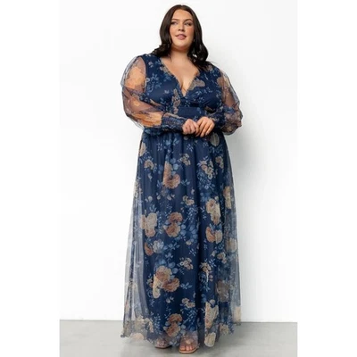 NWT Baltic Born Layla Tulle Maxi Dress Blue and Golden Floral Womens 3XL Gown - Image 1 of 4