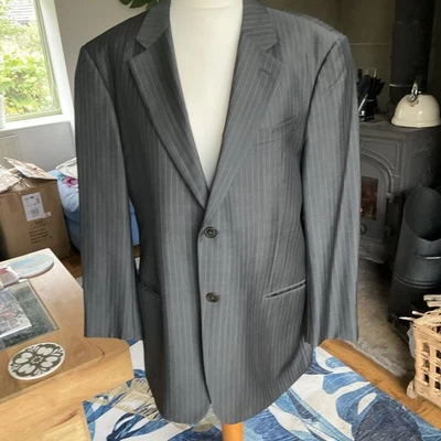 CHAQUETA DE TRAJE ARMANI COLLEZIONI - GRIS LANA Y MOHAIR A RAYAS - UK 46IT 56R EXCEL Foto 1 de 4