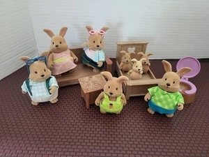 Lil Woodzeez Cottontail Bunny Lot With Misc. Furniture (8 Bunnies) - Picture 1 of 5