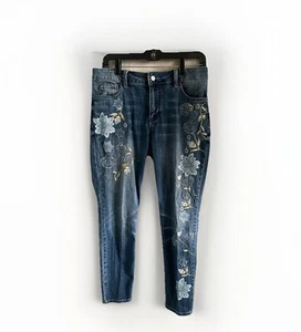 Jeans skinny donna Hot in Hollywood TG 8 ricamato floreale elasticizzato carino! - Foto 1 di 11