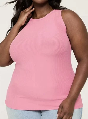 Camiseta sin mangas Lane Bryant Plus 22/24 cuello alto acanalada para mujer Foto 1 de 4