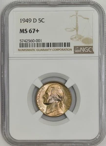 1949-D Jefferson Nickel 5c MS67+ NGC 943288-5 - Picture 1 of 4