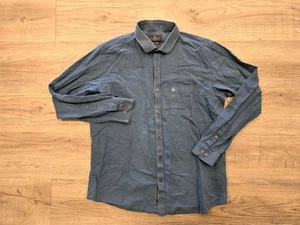 Burgoyne Ireland Linen Blend Shirt Mens Large Blue Long Sleeve Button Up Comfort - Picture 1 of 18