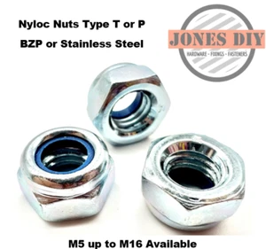 TUERCAS NYLOC INOX / BZP M5 M6 M8 M10 M12 M16 TIPO T TIPO P TUERCA DE BLOQUEO NYLON - Imagen 1 de 25
