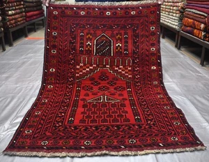Alfombra de lana oriental vintage afgana persa turcomana 2x3 roja anudada a mano - Imagen 1 de 12