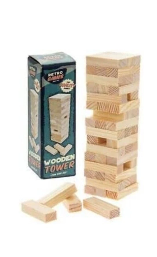 Classic Retro Games Wooden Tower Block Game. Small size ideal stocking filler - Image 1 of 1