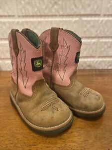 John Deere Boots Pink Toddler Girl Size 7 1/2