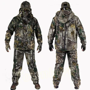 Mens Winter Bionic Camo Thicken Fleece Hunting Clothes Tactical Military Suits @ - Picture 1 of 12