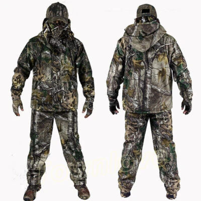 Mens Winter Bionic Camo Thicken Fleece Hunting Clothes Tactical Military Suits @ - Image 1 of 4