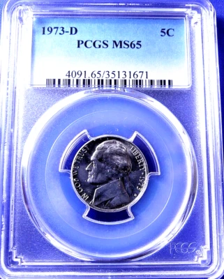 1973-D 5C Jefferson Nickel-PCGS #4091 Grade MS 65--387-1 - Image 1 of 3