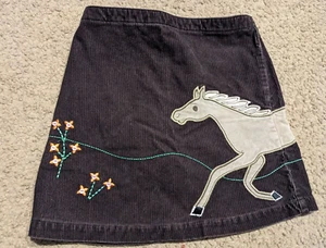 Sz 6X - Girls Brown Corduroy Skort Embroidered HORSE Applique Lands End Skirt - Picture 1 of 3