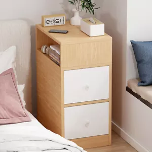 Bedroom Multifunctional Bedside Table Cabinet Nightstand with 2 Drawers US - Picture 1 of 23