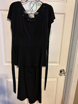 JULIAN TAYLOR PANTALÓN NEGRO TRAJE ACAMPANADO SUPERIOR LAZO CINTURA LAVADO A MÁQUINA ELEGANTE TALLA 14 NUEVO CON ETIQUETAS Foto 1 de 4