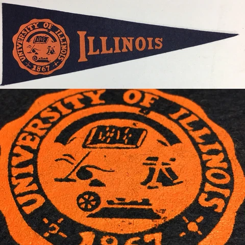 1950s Illinois Fighting Illini University Hormel Mini Pennant 3.5x9.5" Cover