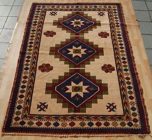 GEOMETRIC RUG TURKISH CARPET HAND KNOTTED RECTANGLE WOOL 30+ RED AREA RUGS 5X8ft - Picture 1 of 5