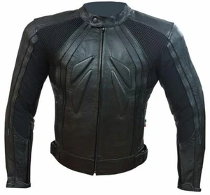 GIACCA GIUBBOTTO DA PER MOTO IN PELLE CON PROTEZIONI M L XL 2XL 3XL 50 52 54 56 - Picture 1 of 4