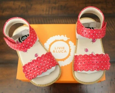 NEW Livie & Luca RED DOT SANDALS Toddler Girls 6 Leather Shoes - Image 1 of 4