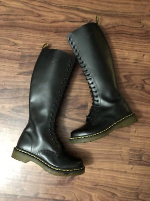 Dr. Martens 12270 20 Eye 16” Knee High Combat Leather Boots (Black) Women’s 6 US - Image 1 of 4