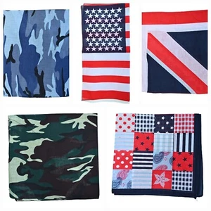 Camouflage Pattern Bandana US Flag Print Scarf Cotton Headwear Bandana - Picture 1 of 9