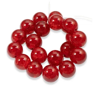 20 Festive 12mm Red Crackle Glass Beads for Holiday Jewelry and Crafts - Picture 1 of 5