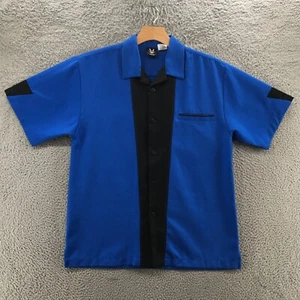 Hilton Short Sleeve Shirt Top Mens M Blue Button Up Collared Chest Pocket Casual - Picture 1 of 19