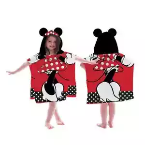 Poncho con capucha de franela táctil de seda roja Minnie Mouse lanza 23,6" x 47,2" de Disney - Imagen 1 de 3