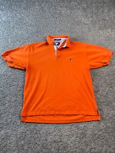 VINTAGE Tommy Hilfiger Polo Shirt Mens Large Orange Crest Cotton Casual Rugby