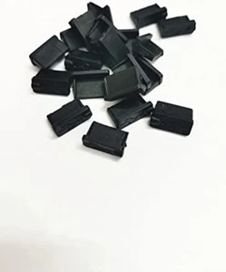 Pack de 20 Bouchons Anti Poussière Silicone Souple Noir USB Type Port Cover Pro - Photo 1 sur 12