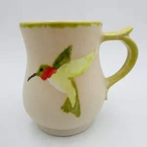 Taza esmaltada colibrí de cerámica artística de estudio pintada a mano pájaro cerámica verde - Imagen 1 de 8
